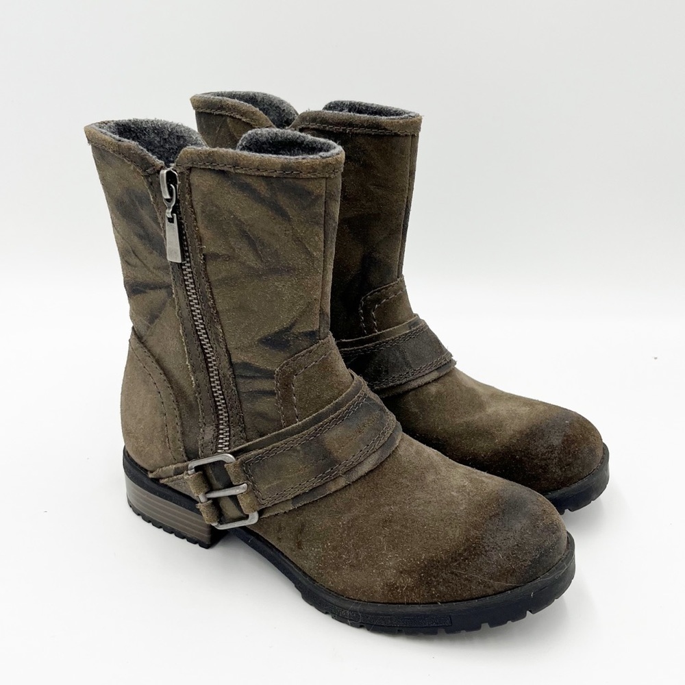 Clarks Faralyn Rise Khaki Suede Leather Boots Size 6.5